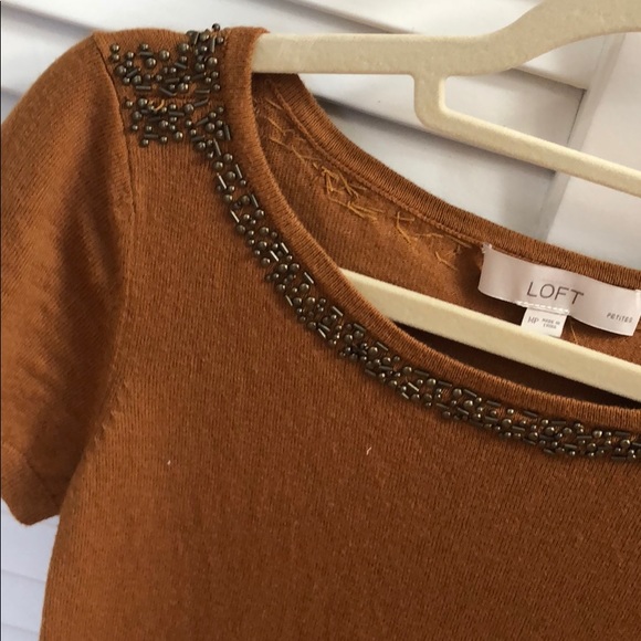 Brown sweater top with detailed collar - loft - Picture 4 of 4